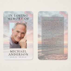 In Love Memory Sunset Memorial Prayer Card