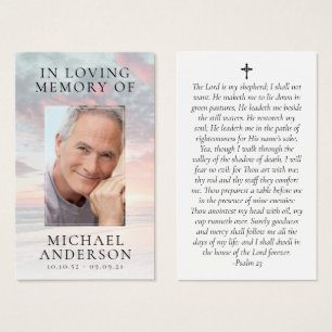 In Love Memory Sunset Memorial Prayer Card