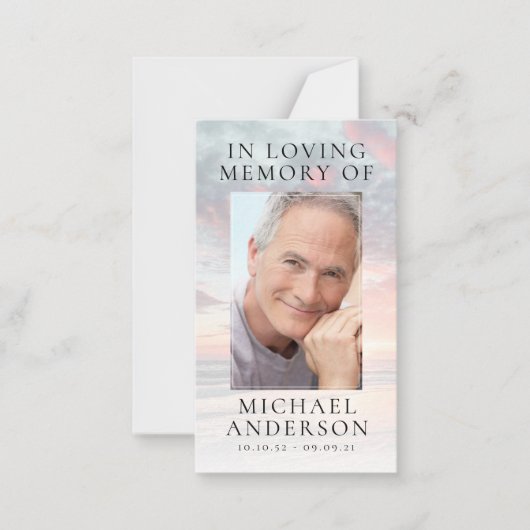 In Love Memory Sunset Memorial Prayer Card Mitteilungskarte (Vorderseite)