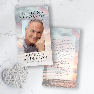 In Love Memory Sunset Memorial Prayer Card Telefonnummerkarte
