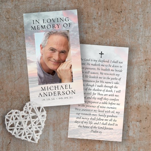 In Love Memory Sunset Memorial Prayer Card Visitenkarte