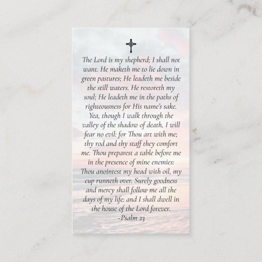 In Love Memory Sunset Memorial Prayer Card Visitenkarte (Rückseite)