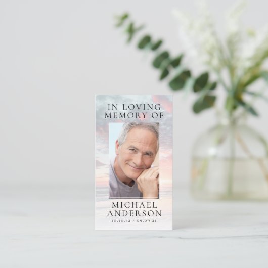 In Love Memory Sunset Memorial Prayer Card Visitenkarte (Stehend Vorderseite)