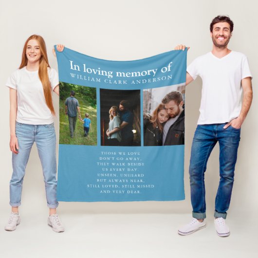 In Love Memory Three Foto Gedicht Tribute Blue Fleecedecke (Beispiel)