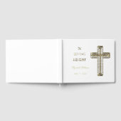 In Love Memory Typografie Golden Cross Elegant Gästebuch (Voll)