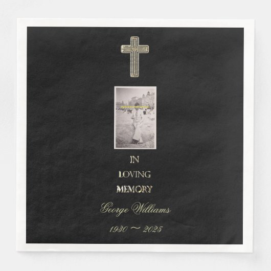 In Love Memory Typografie Golden Cross Serviette (Vorderseite)