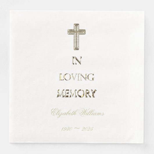 In Love Memory Typografie Golden Cross Serviette (Vorderseite)