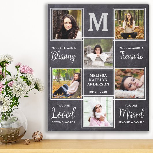 In Love Memory Unique Foto Collage Memorial Leinwanddruck