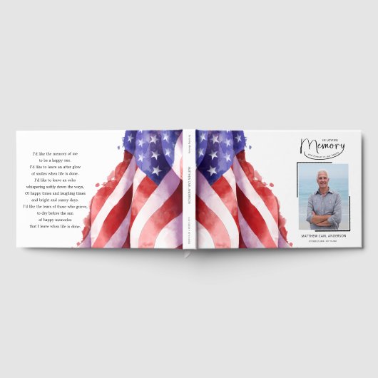 In Love Memory US Flag Funeral Guest Book Gästebuch (Voll)