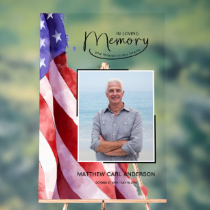 In Love Memory US Flag Funeral Memorial Acrylschild