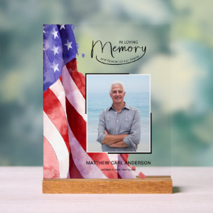 In Love Memory US Flag Funeral Memorial Acrylschild