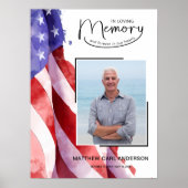 In Love Memory US Flag Funeral Memorial Poster (Vorne)