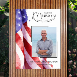 In Love Memory US Flag Funeral Memorial Poster