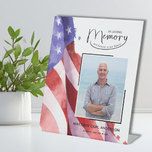In Love Memory US Flag Funeral Memorial Sockelschild