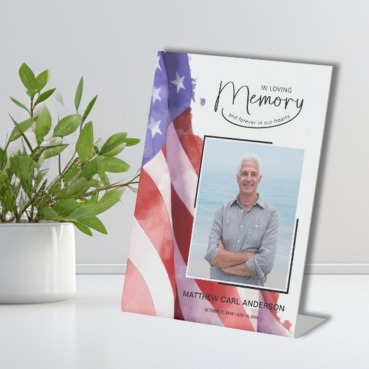 In Love Memory US Flag Funeral Memorial Sockelschild