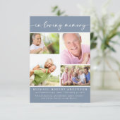 In Love Memory Vier Foto Collage Beerdigung Dankeskarte (Stehend Vorderseite)