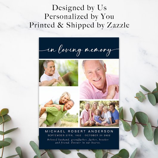 In Love Memory Vier Foto Collage Beerdigung Dankeskarte