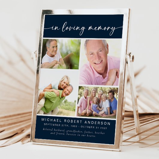 In Love Memory Vier Foto Collage Beerdigung Dankeskarte