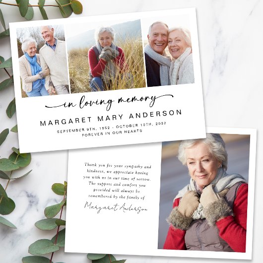 In Love Memory Vier Fotos Beerdigung Beileid Dankeskarte