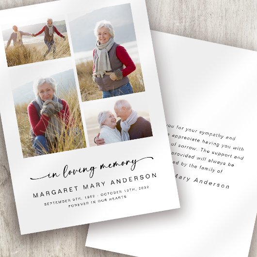 In Love Memory | Vier Fotos Beerdigung Beileid Dankeskarte