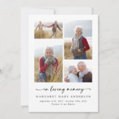 In Love Memory Vier Fotos Beerdigung Beileid Dankeskarte (Vorderseite)