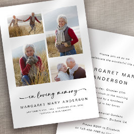 In Love Memory | Vier Fotos Beerdigungsdenkmal Einladung