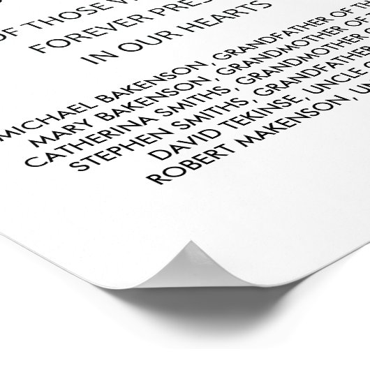 In Love Memory Wedding Memorial Table Sign v2 Poster (Ecke)