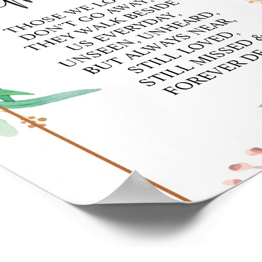 In Love Memory Wedding Memorial Table Sign v2 Poster (Ecke)