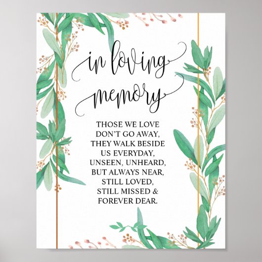 In Love Memory Wedding Memorial Table Sign v2 Poster (Vorne)