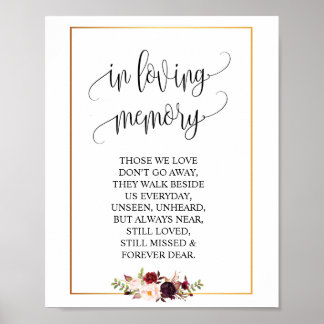 In Love Memory Wedding Memorial Table Sign v3 Poster