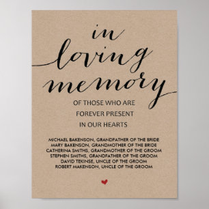 In Love Memory Wedding Memorial Table Sign v3 Poster