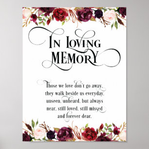 In Love Memory Wedding Memorial Table Sign v4 Poster