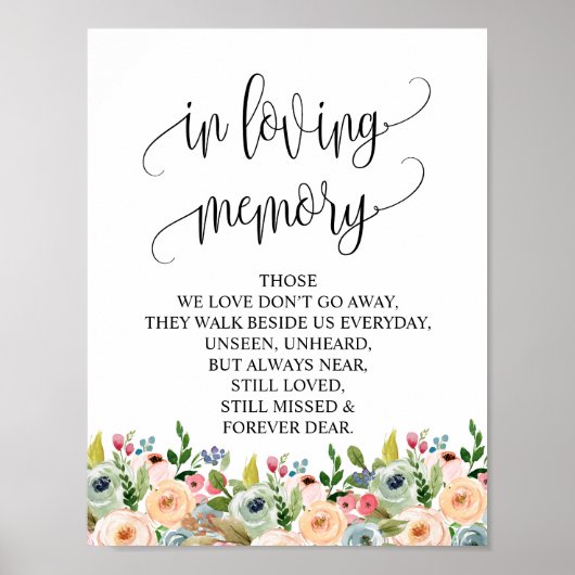 In Love Memory Wedding Memorial Table Sign v6 Poster (Vorne)