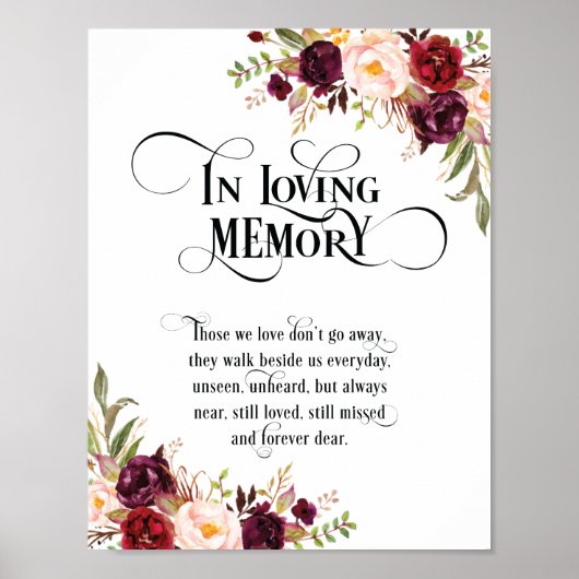 In Love Memory Wedding Memorial Table Sign v7 Poster (Vorne)