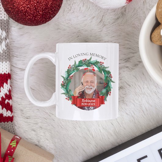 In Love Memory Weihnachtskranz Großvater Foto Kaffeetasse