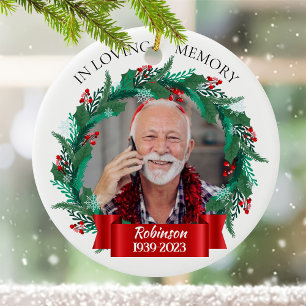 In Love Memory Weihnachtskranz Großvater Foto Keramik Ornament
