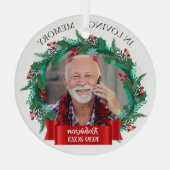 In Love Memory Weihnachtskranz Großvater Foto Ornament Aus Glas (Rückseite)