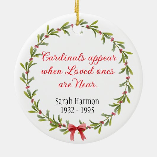 In Love Memory - wenn Kardinal erscheinen Keramik Ornament (Hinten)