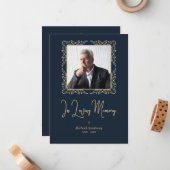 In Love Memory Whimsical Script Foto Beerdigung Mitteilungskarte (Vorderseite/Rückseite Beispiel)