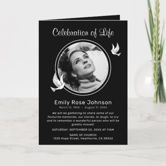 In Love Memory White Doves Foto Beerdigung Program Programm (Vorderseite)