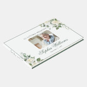 In Love Memory White Floral Begräbnis Gästebuch (Ecke)