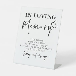 In Love Memory White Modern Memorial Wedding Sockelschild