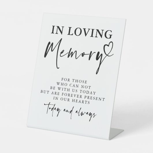 In Love Memory White Modern Memorial Wedding Sockelschild (Vorderseite)