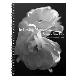 In Love Memory White Roses Begräbnis Gästebuch 2 Notizblock