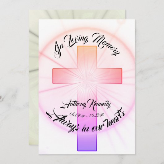 In Love Memory with Cross Einladung (Vorne/Hinten)