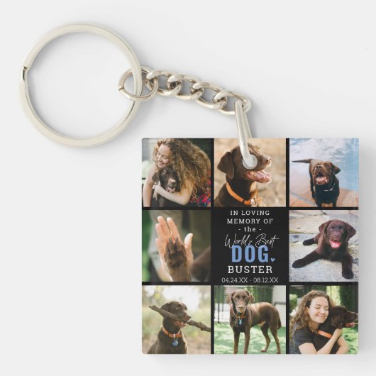 In Love Memory 'Worlds Best Dog' Keepake Foto Schlüsselanhänger (Vorderseite)