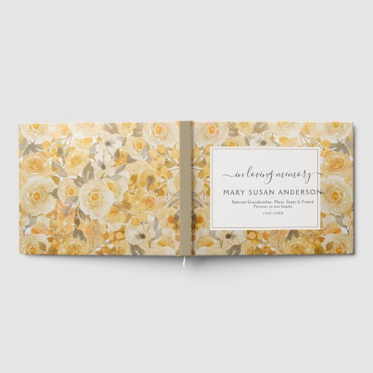 In Love Memory Yellow Roses Gedächtnisbeerdigung Gästebuch (Voll)