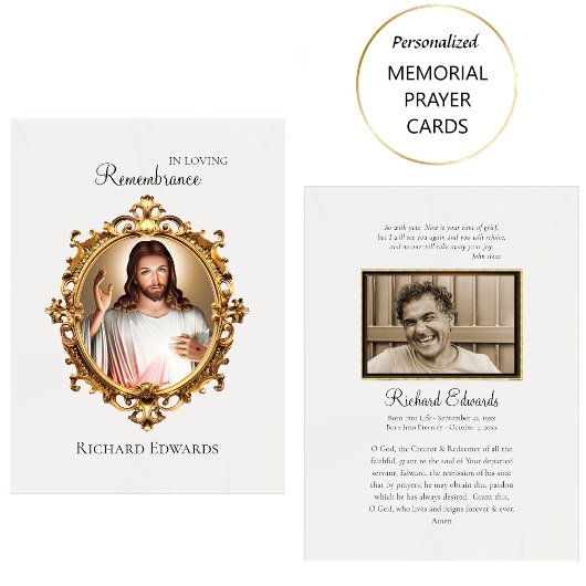 In Love Remembrance katholische Beerdigungskarte Platzkarte