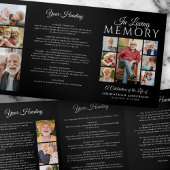 In Loving Memory 16-Foto Schwarz & Weiß Beerdigung Dreifach-gefaltete Programmkarte