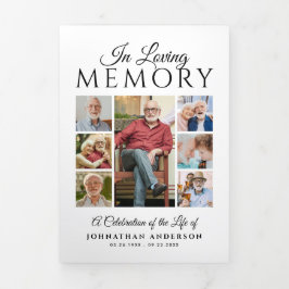 In Loving Memory 16-Foto Schwarz & Weiß Beerdigung Dreifach-gefaltete Programmkarte